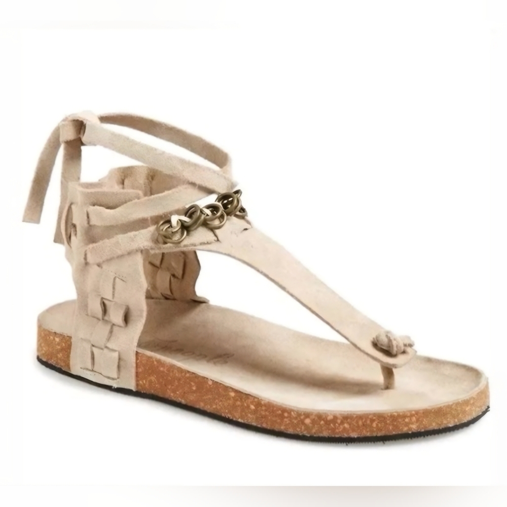 NEW Free People Collins Footbed Wrap Sandal Stone Suede Size 41(10.5-11) Boho